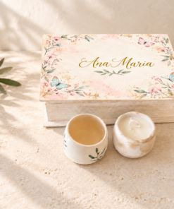 Set cadou „Fluturasi” – o cana si o lumanare lucrate manual și cutie personalizată - imagine 3