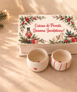 Set cadou Crăciun „Spărgătorul de Nuci” – 2 căni lucrate manual și cutie personalizată - imagine 3