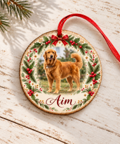 Ornament foto personalizat pentru animale de companie – cu poza și numele câinelui sau pisicii