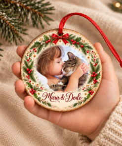 Ornament foto personalizat pentru animale de companie – cu poza și numele câinelui sau pisicii - imagine 3